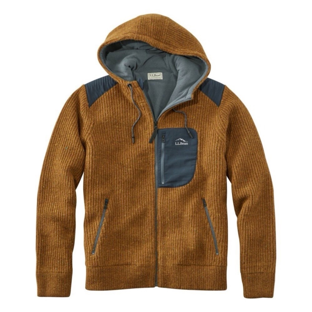 L.L Bean Men's Fleece-Lined Hooded Wool Sweater